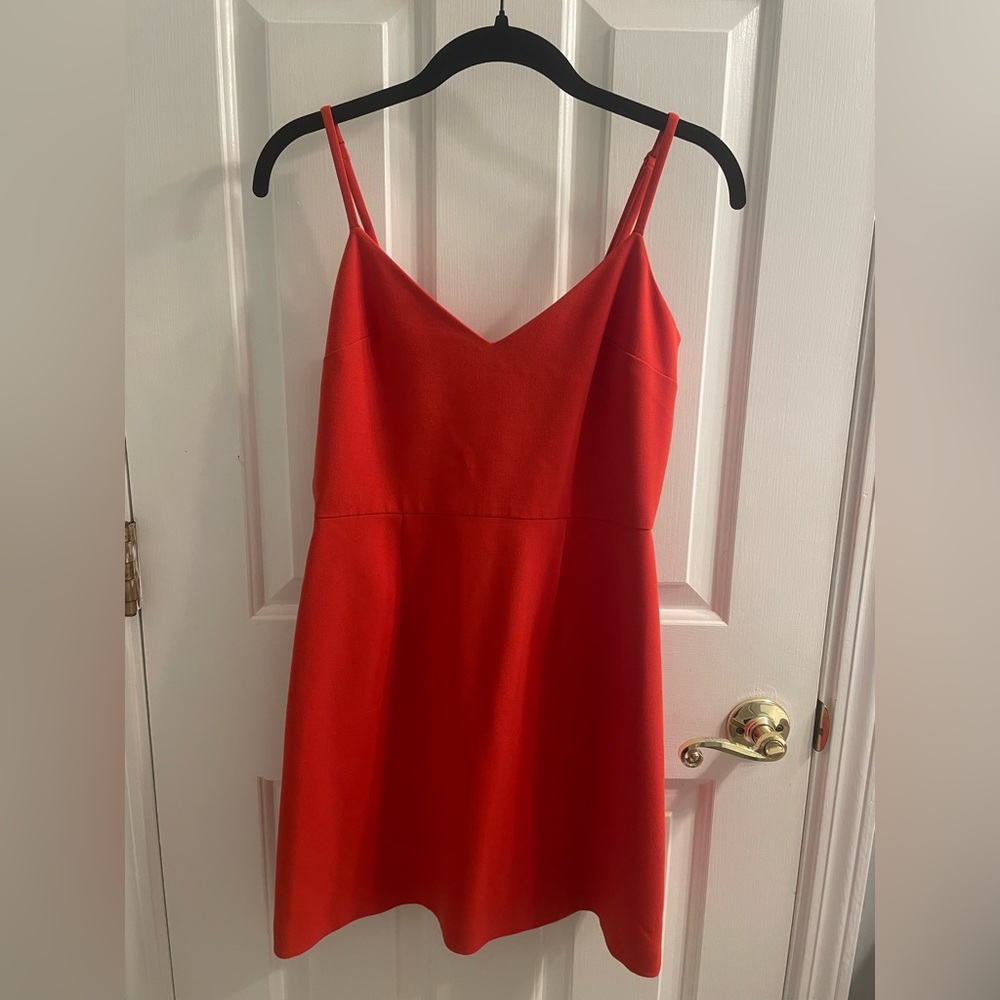 French Connection Whisper V Neck Dress - Red/Orange